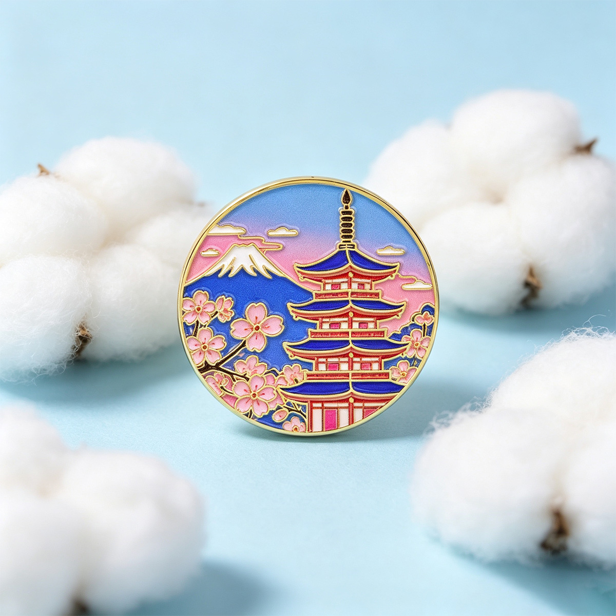 Travel Accessories In Japan - Japon Kiraz Çiçeği Emaye Pin, Vintage