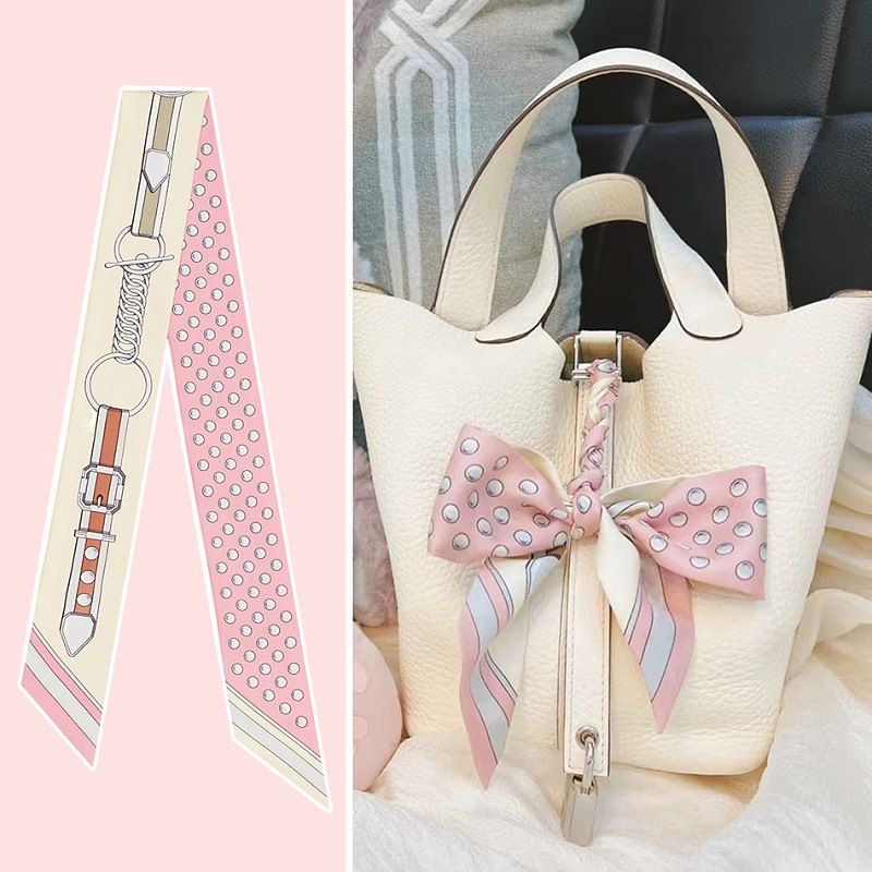 Travel Accessories For Women - Kadın Yaz Pembe Puantiyeli Eşarp Çanta