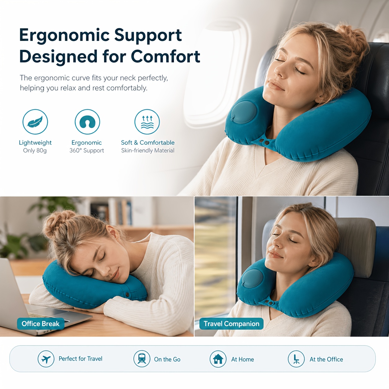 Travel Pillow Inflatable - SPDJUMPER Şişirilebilir Seyahat Boyun Yastığı, U