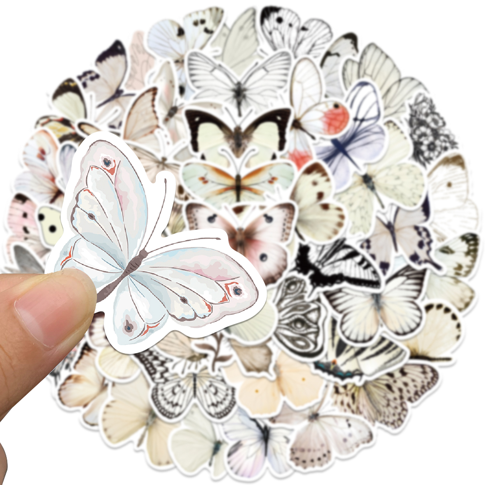 50 adet beyaz kelebek etiket e - Sticker Luggage Decorative incelemesi ve fiyatı