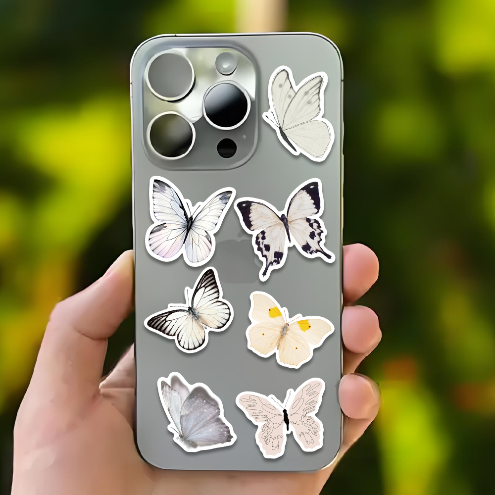 50 adet beyaz kelebek etiket e - Sticker Luggage Decorative incelemesi ve fiyatı