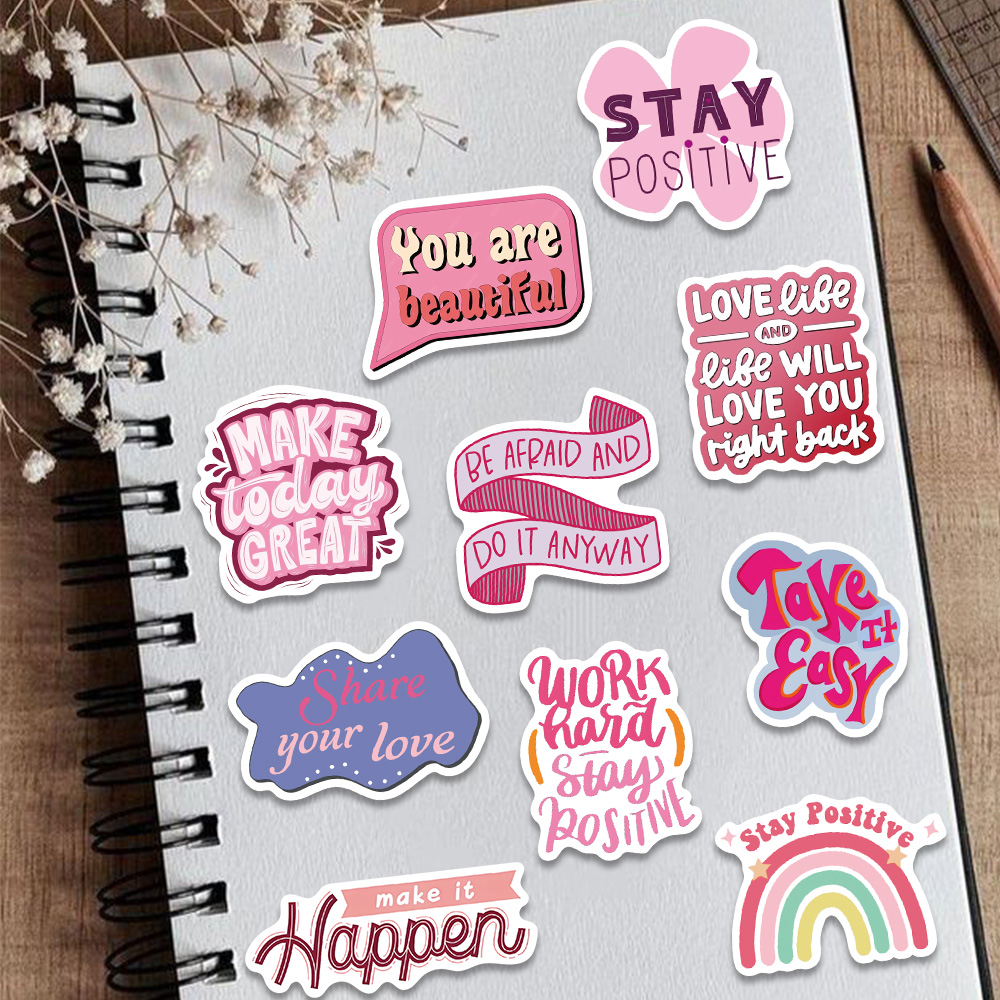 50 adet pembe ilham verici ifa - Sticker Luggage Decorative incelemesi ve fiyatı